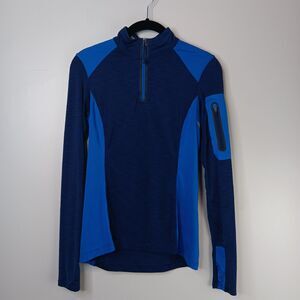 REI Women's Shirt 1/4 Zip Performance Athletic Pocket  Long Sleeve Blue Size XXS